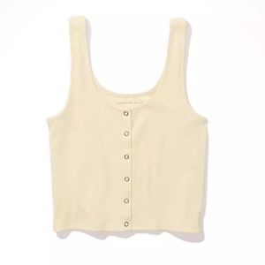 American Eagle cropped snap-front tank top- small